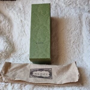 Gucci Olive Green Embossed Box with Beige Dust Bag